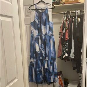 Vince Camuto Blue Maxi Sundress with Sleeveless Design and Halter Neckline
